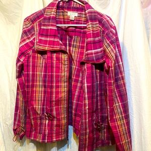 Christopher and banks pink plaid jacket size xl